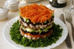 Рецепт салату "Обжорка" з грибами