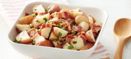 Картопляний салат по-американськи, по-німецьки і по-корейськи - рецепти з солоними огірками, грибами та рибою